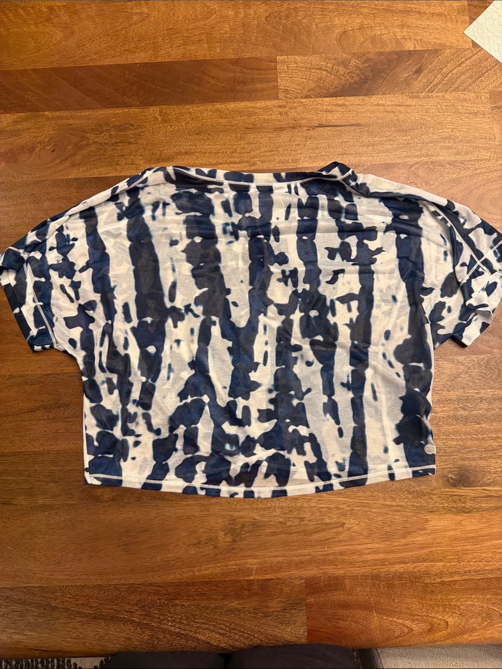 Women's Navy and White Tie-Dye Crop Top